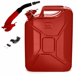 BW® Benzinkanister Metall 20 Liter mit Ausgießer - Kraftstoffkanister Rot - RAL 3000 - TÜV-geprüft und UN-Zulassung - 0,9mm Stahl nach DIN 7274 - Made in Europe mit Ausgießer 1x 20L Rot Angebot bei HelloDeals