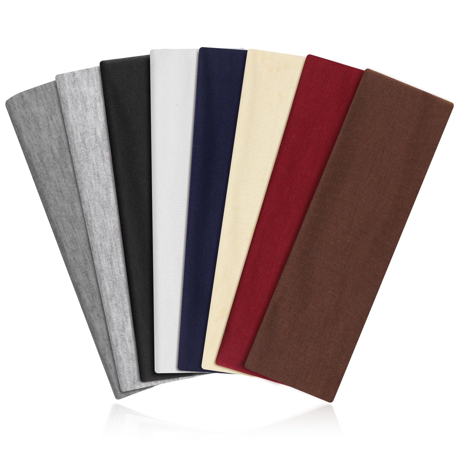 Stirnband Damen Sport, 8 Pack Haarband Schwarz Haarbänder Damen Herren Antirutsch Stirnbänder Elastisch Headband Unisex Hair Band Sport Yoga Workout Laufen Fitness Gym Haarschmuck Schwarz Weiß Grau Beige Blau Braun Rot Angebot bei HelloDeals