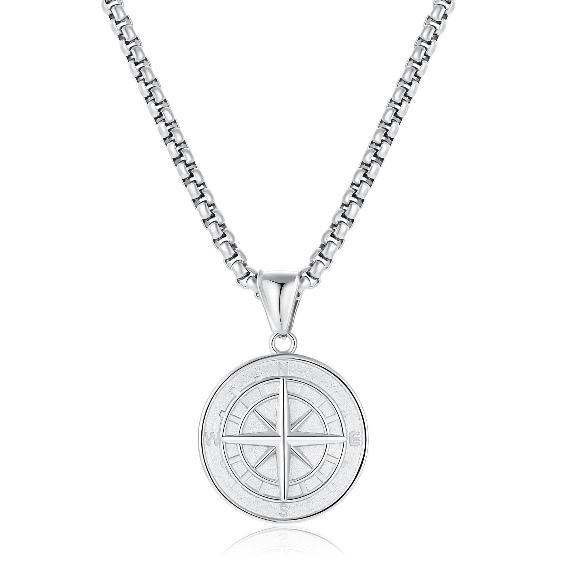 Halskette Herren/Frauen, 316l Edelstahl, Kette Herren Halskette mit Kompass-AnhäNger Halskette Plattierten Herren Schmuck Geburtstag Jahrestag Valentinstag Geschenke für Vater Ehemann Freunde 55 Zentimeter Silber-Box-Kette Angebot bei HelloDeals