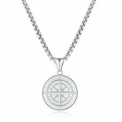 Halskette Herren/Frauen, 316l Edelstahl, Kette Herren Halskette mit Kompass-AnhäNger Halskette Plattierten Herren Schmuck Geburtstag Jahrestag Valentinstag Geschenke für Vater Ehemann Freunde 55 Zentimeter Silber-Box-Kette Angebot bei HelloDeals