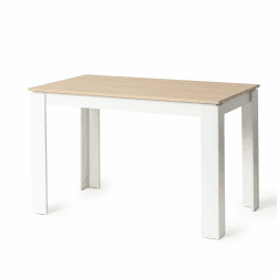 Esstisch, Esszimmertisch Holztisch für Küche, Minimalistisches Design, Esstisch für 4, 120x70x75cm, Eiche und Weiß 120x70cm Eiche-weiß Tischbein Angebot bei HelloDeals