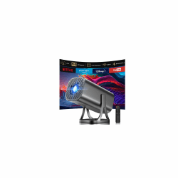 Mini Beamer 4k 1080P Unterstützung, Mini Projektor 22000L mit Android 12.0, WiFi 6 und Bluetooth 5.4, Heimkino Smart Beamer mit Auto Keystone Handy 270° Drehen für PC/HDMI/USB/TF Karte Grau Angebot bei HelloDeals