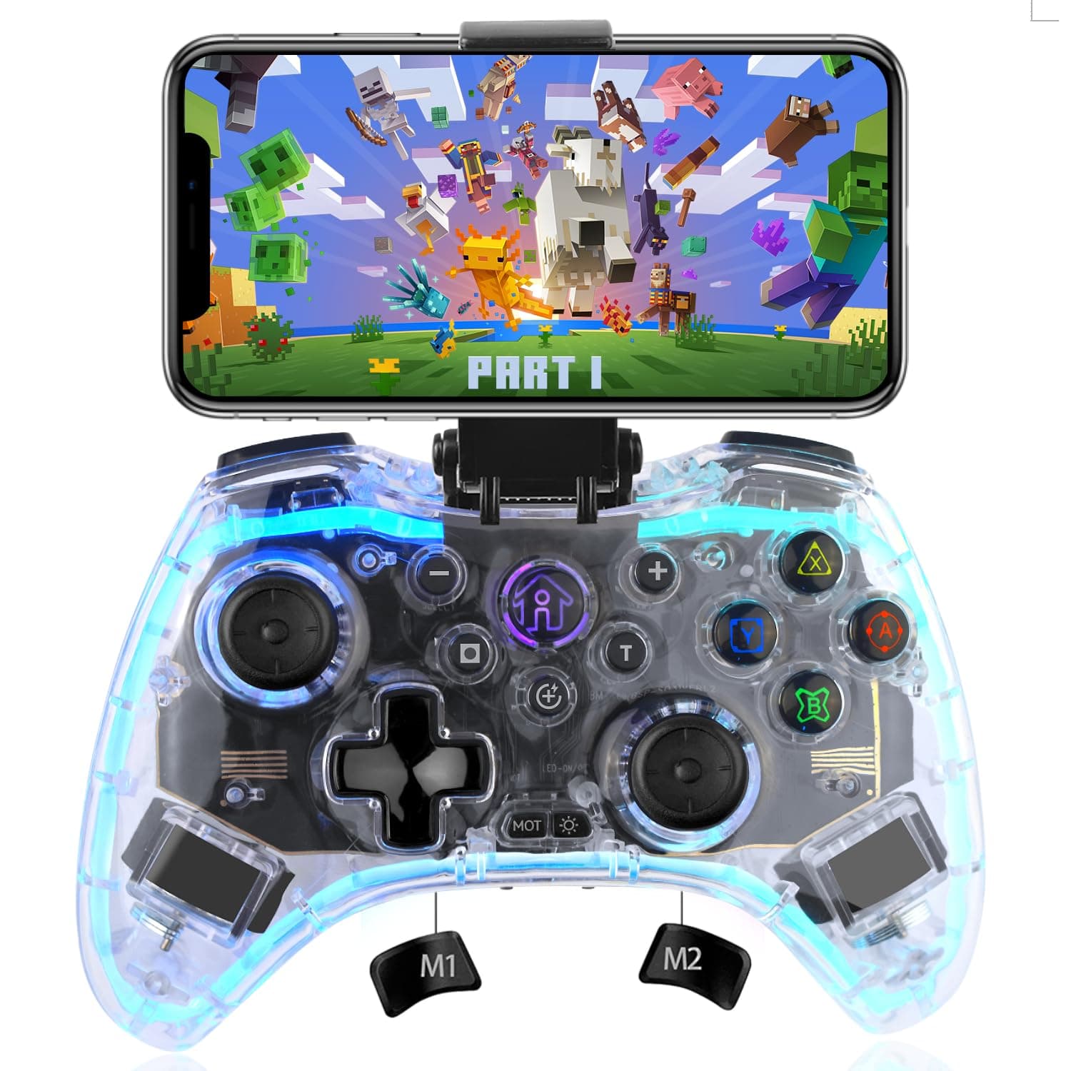 Wireless Controller für iPhone, Megadream MFi RGB Transparent Mobile Game Gamepad Joystick mit Turbo für iOS/Android/PC, für iPhone15/14/13/12Pro Max, Samsung, Nokia, OPPO, Google, Direct Play Angebot bei HelloDeals