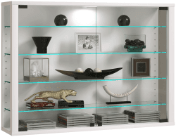 VCM Glasvitrine hängend/Vitrine Glas mit ESG-Sicherheitsglas/Maße: H. 60 x B. 83 x T. 18 cm/Hängevitrine Glas/Modern und platzsparend/Glas Vitrinenschrank - Vitrosa L Weiß Angebot bei HelloDeals