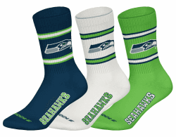 NFL Unisex Seattle Seahawks 3pk Crew Socks, Navy-White-Green, 43-46 EU Angebot bei HelloDeals
