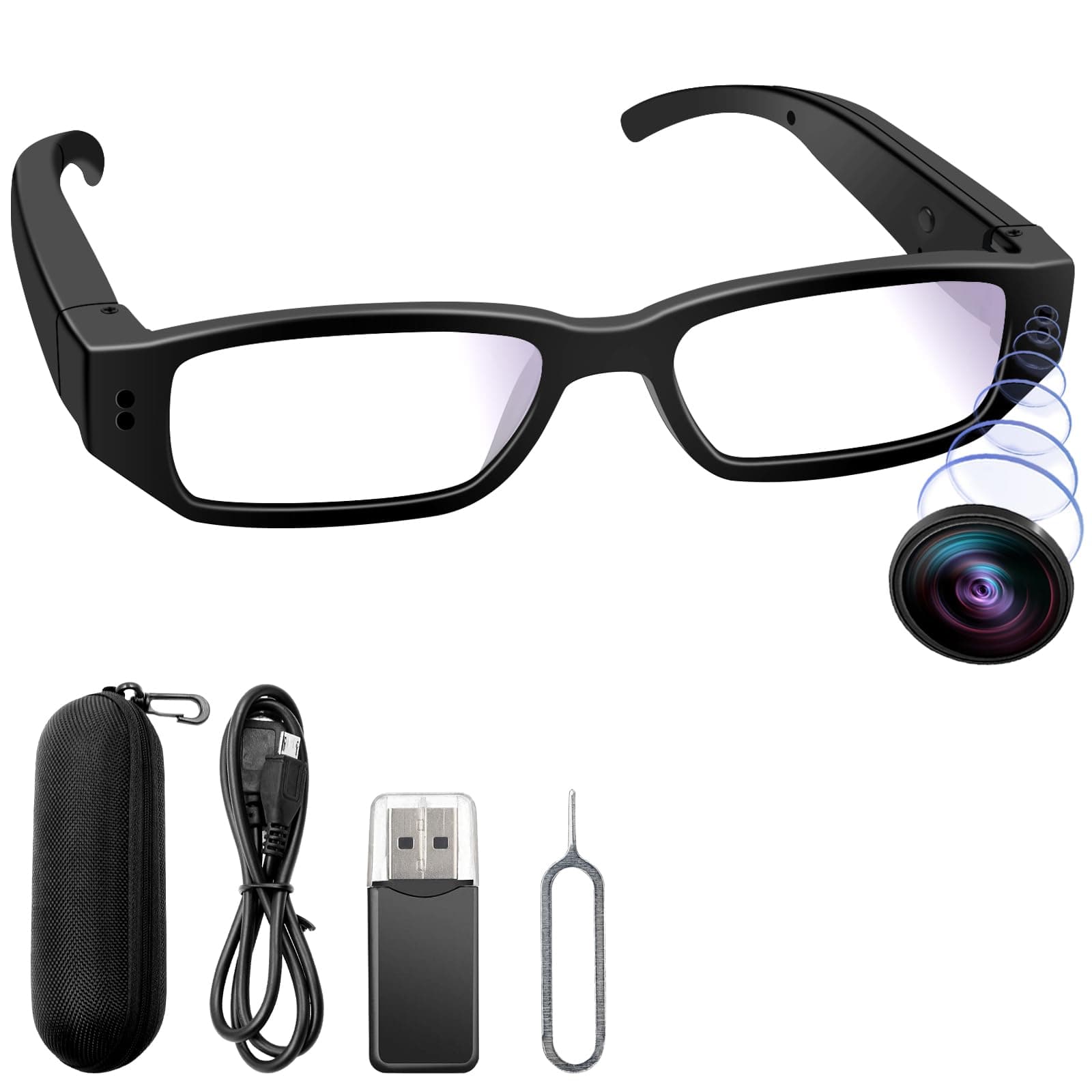 Mini Sport Kamerart,Tragbare Kleine Brillenkamara 1080P HD, Mikro Videokamera Mini Action Cam unterstützt das Aufnehmen von Fotos und Videos für Fahrrad/Outdoor Aktivitäten Angebot bei HelloDeals