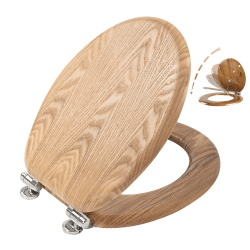 Angel Shield WC-Sitz aus Holz, antibakteriell, hohe Qualität, mit verstellbaren Schnellverschluss-Scharnieren, leicht zu reinigen und zu montieren, für Badezimmer, 45 x 37 x 5,6 cm (Massive Eiche) Soft Close Eiche Massiv Angebot bei HelloDeals
