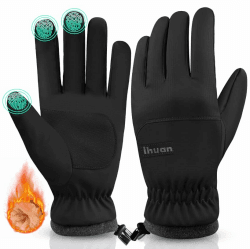 ihuan Thermo Fahrradhandschuhe Herren Damen -Warme WinterHandschuhe Touchscreen Wasserdicht Winddicht rutschfest Sporthandschuhe für Radfahren, Laufen, Skifahren, Wandern Dunkelschwarz L Angebot bei HelloDeals