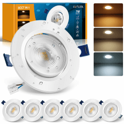 LED Einbaustrahler 230V Flach 7W, IP44 Einbauleuchten Loch 85-100mm LED Spots Schwenkbar Deckenspots, 650LM 3000K/4000K/6500K Einbauspots für Badezimmer Wohnzimmer Küche, 6er Set 7.0 Watts Angebot bei HelloDeals