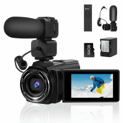 LAMA Videokamera 8K Camcorder, 64MP Vlogging Kamera 18X Digitalzoom IR-Nachtsichtkamera, WiFi Digitalrekorder mit 64GB SD-Karte, 4500mah Akuu(4,5 Stunden Aufnahmezeit) für Streaming Videoaufzeichnung 8K 64MP Angebot bei HelloDeals