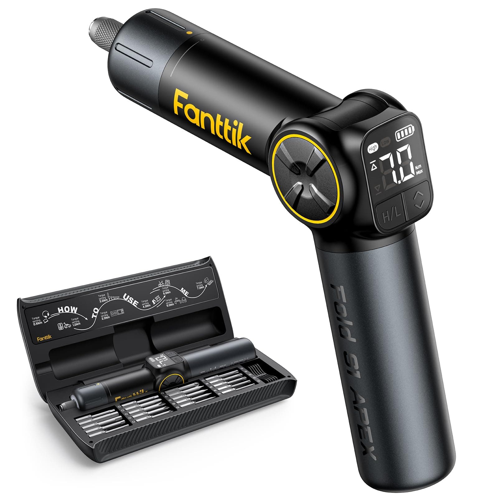 Fanttik Fold S1 APEX 3,7 V Akkuschrauber, elektrischer Schraubendreher, Bildschirminteraktion, Schwenkgriff, Optionen für hohe/niedrige Drehzahl, max 7 Nm, 1/4 Zoll Sechskant, Ideas DIY Tool Angebot bei HelloDeals