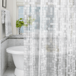 LEMON CLOUD Duschvorhang Anti-Schimmel mit Gewicht Magnet unten，183x183cm Wasserdicht Antibakteriell PEVA Vorhang für Dusche und Badewanne mit 12 Weiß Duschvorhangringen 3D Geometrische H183 x B183 cm (1er Pack) Geometrisch Angebot bei HelloDeals