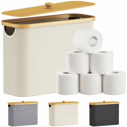 Lifewit 23L Toilettenpapier Aufbewahrungskorb, Bambus Badezimmer Organizer, Badezimmer Aufbewahrungsschrank, Toilet Paper Behälter mit Deckel, 43 x 17 x 31 cm, Weiß Weiß 23L Angebot bei HelloDeals
