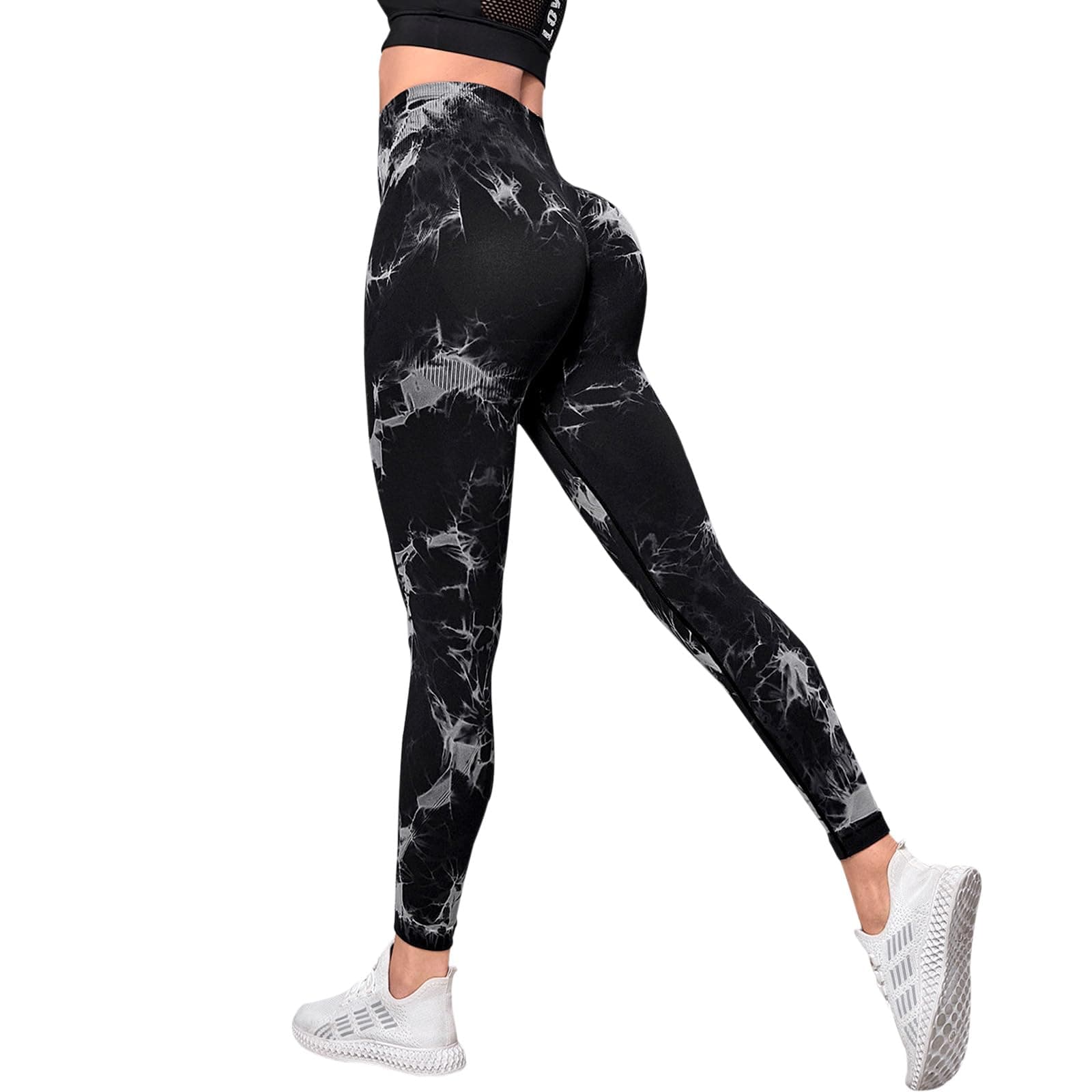 Scrunch Butt Leggings Damen High Waist Sport Leggings Booty Scrunch Lang Seamless Yoga Gym Hosen Push Up M A Tie Dyed Schwarz Angebot bei HelloDeals