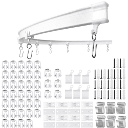 Flexible Decken-Vorhangschiene | 5-meter Gebogene Vorhangschiene mit stummen Rollen | biegbare Halterung für Duschen Erkerfenster RV Raumteiler, Weiß, Silber 5 Meters Angebot bei HelloDeals