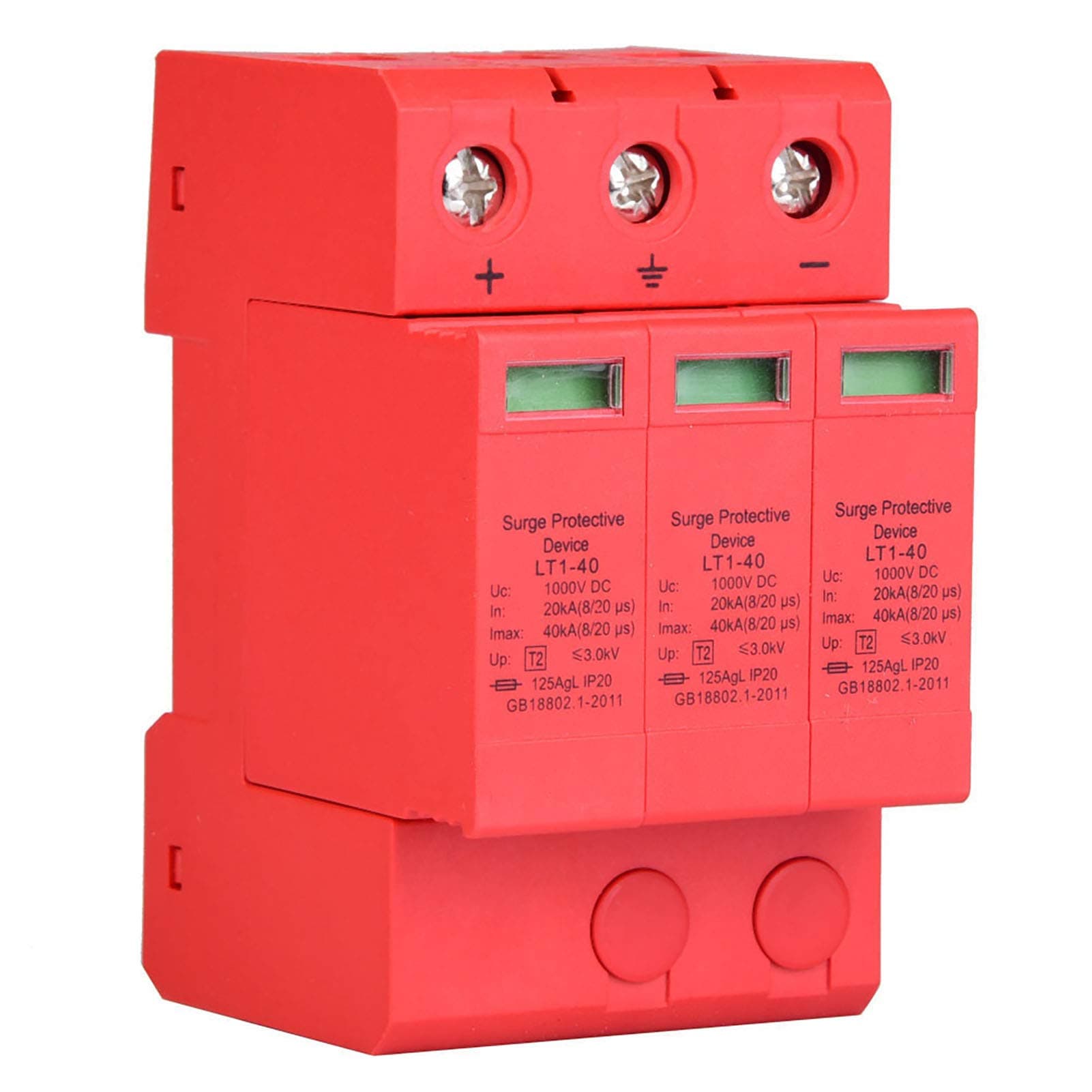 PV Überspannungsschutz DC, 3P Überspannungsableiter Berspannungsschutz Überspannungsschutzgerät Blitzschutz, 35mm DIN-Schienenmontage 1000V 20K/40KA (3p40ka) Angebot bei HelloDeals