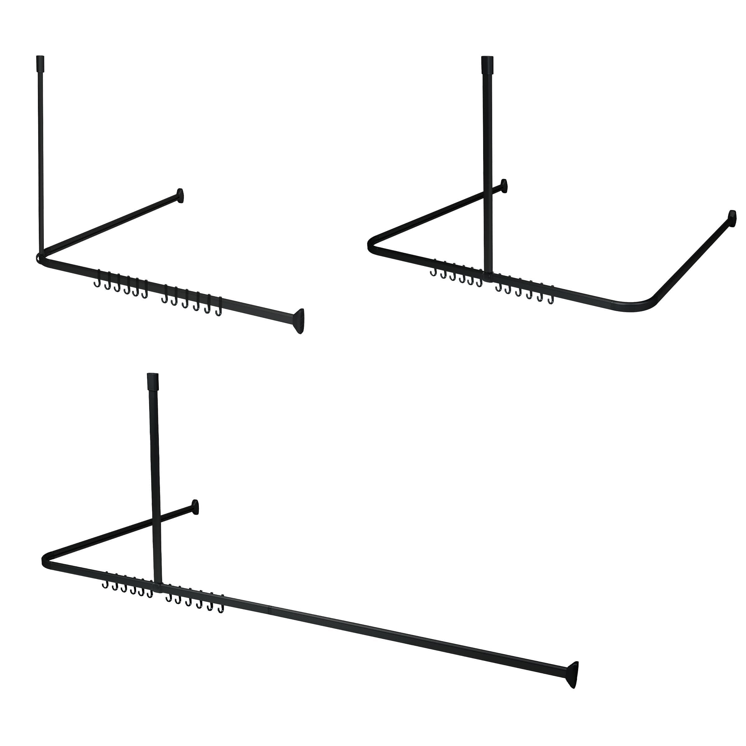Sealskin Easy Roll Duschvorhangstange, Komplett-Set inkl. Duschstange, Deckenbefestigung und Ringe, Duschvorhanghalterung zur Montage auf Maß, L-Form, U-Form und Ecke möglich, Aluminium, Schwarz Schwarz Duschvorhangstange Angebot bei HelloDeals