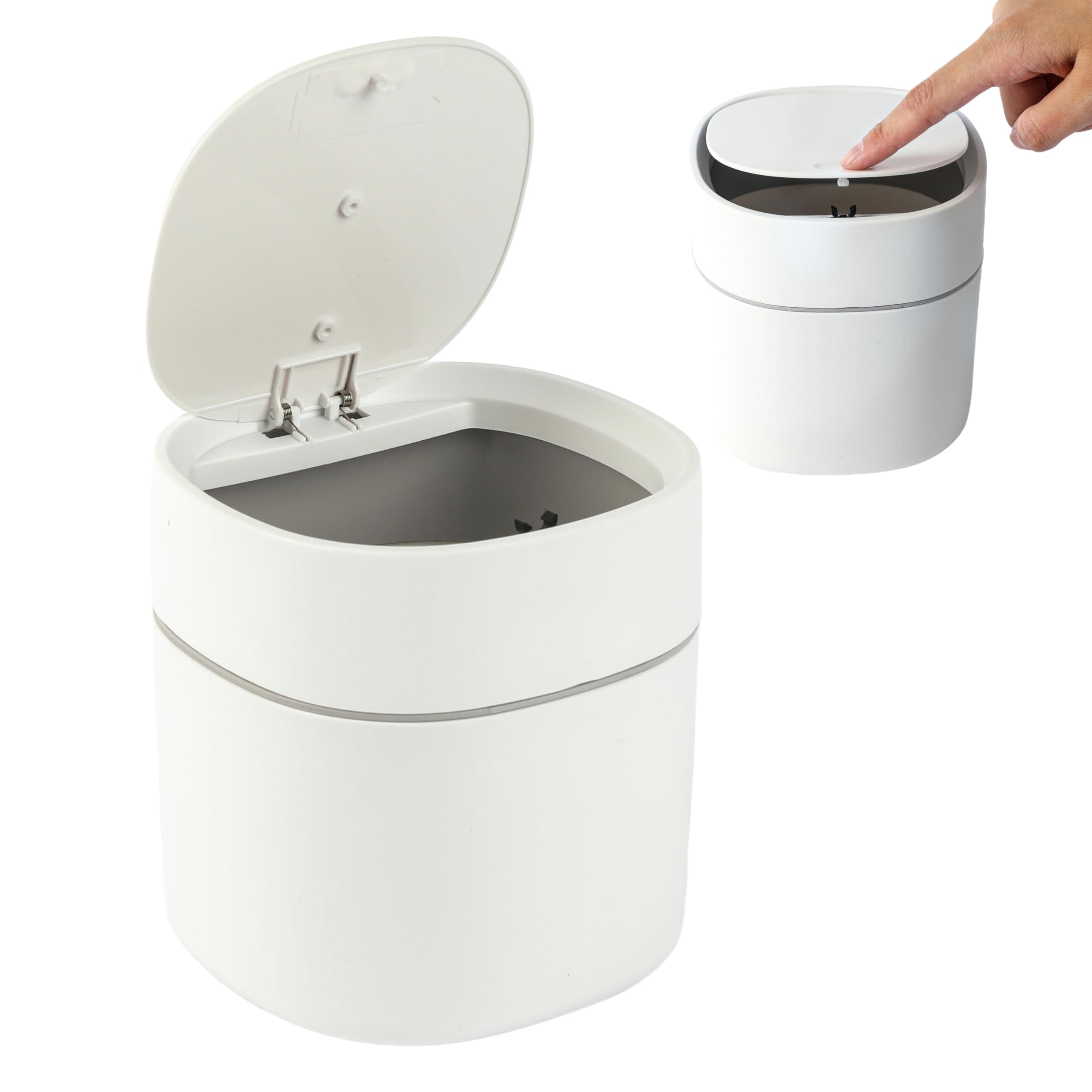 Bamodi Mini Mülltonnen 2L – Weißer Tischmülleimer mit Deckel für Snacks, Kosmetik, Küchenabfälle – Kleiner Abfalleimer für Büro, Auto, Bad, Schminktisch – Platzsparend & leicht zu reinigen Mini-Mülleimer-Weiß Angebot bei HelloDeals