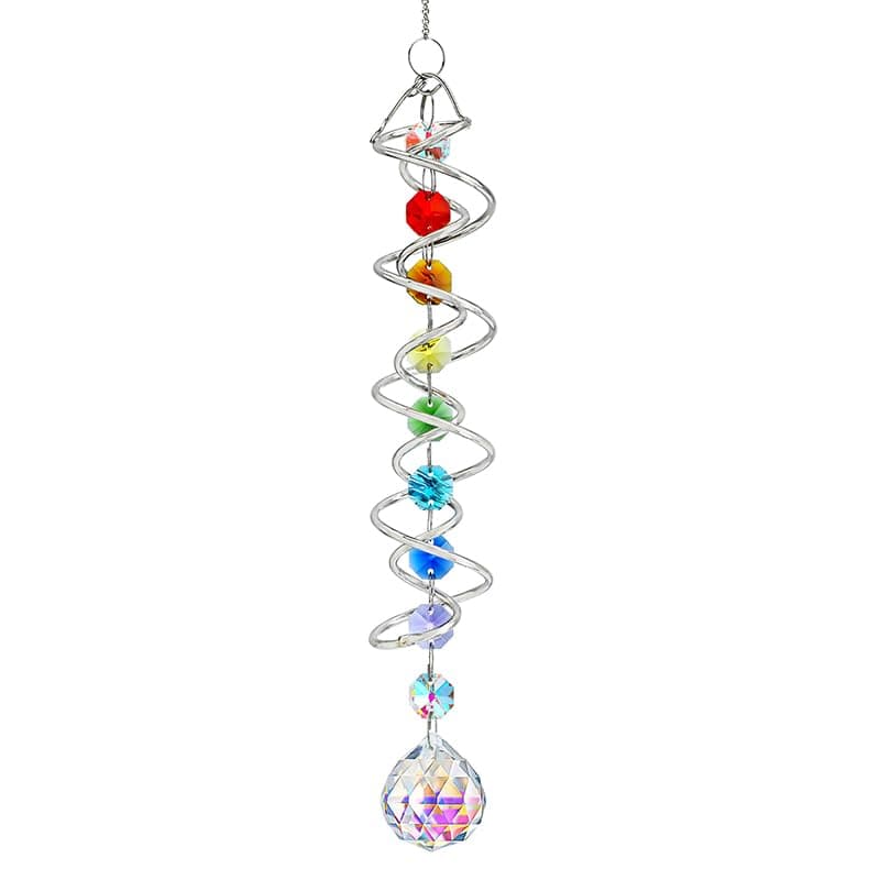 Sonnenfänger mit Blick auf Kugel Spiralschwanz, Dekorativer Kristall Windspiel 17,7 Zoll mit Sieben Chakra Perlen, Fensteraufhängung für Gartendekoration im Freien Silber mit 7 Chakra-perlen, 2 Bunten Perlen Angebot bei HelloDeals