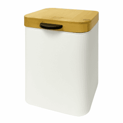 Relaxdays Kosmetikeimer Wandmontage, 3 l, Absenkautomatik, Inneneimer, Metall, eckiger Badezimmer Mülleimer, weiß/Natur Angebot bei HelloDeals