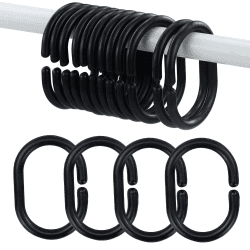 Duschvorhangringe 12 Stück,Duschvorhang Haken Schwarz,Ringe für Duschvorhang in C-Form für Duschfensterstange,Aus Stabilem Kunststoff Duschvorhang Ringe,Duschringe für Duschvorhangstangen Angebot bei HelloDeals