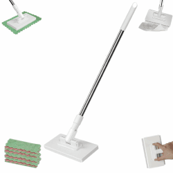 Wischmopp Mit Druck Klemm System, Automatisches Klemmtuch, Einweg Staubmopp Mit 4 Wiederverwendbaren, Lazy Bodenwischer, Mini Mop Mit Tuchwechsel, Für Badezimmer, Küche Angebot bei HelloDeals