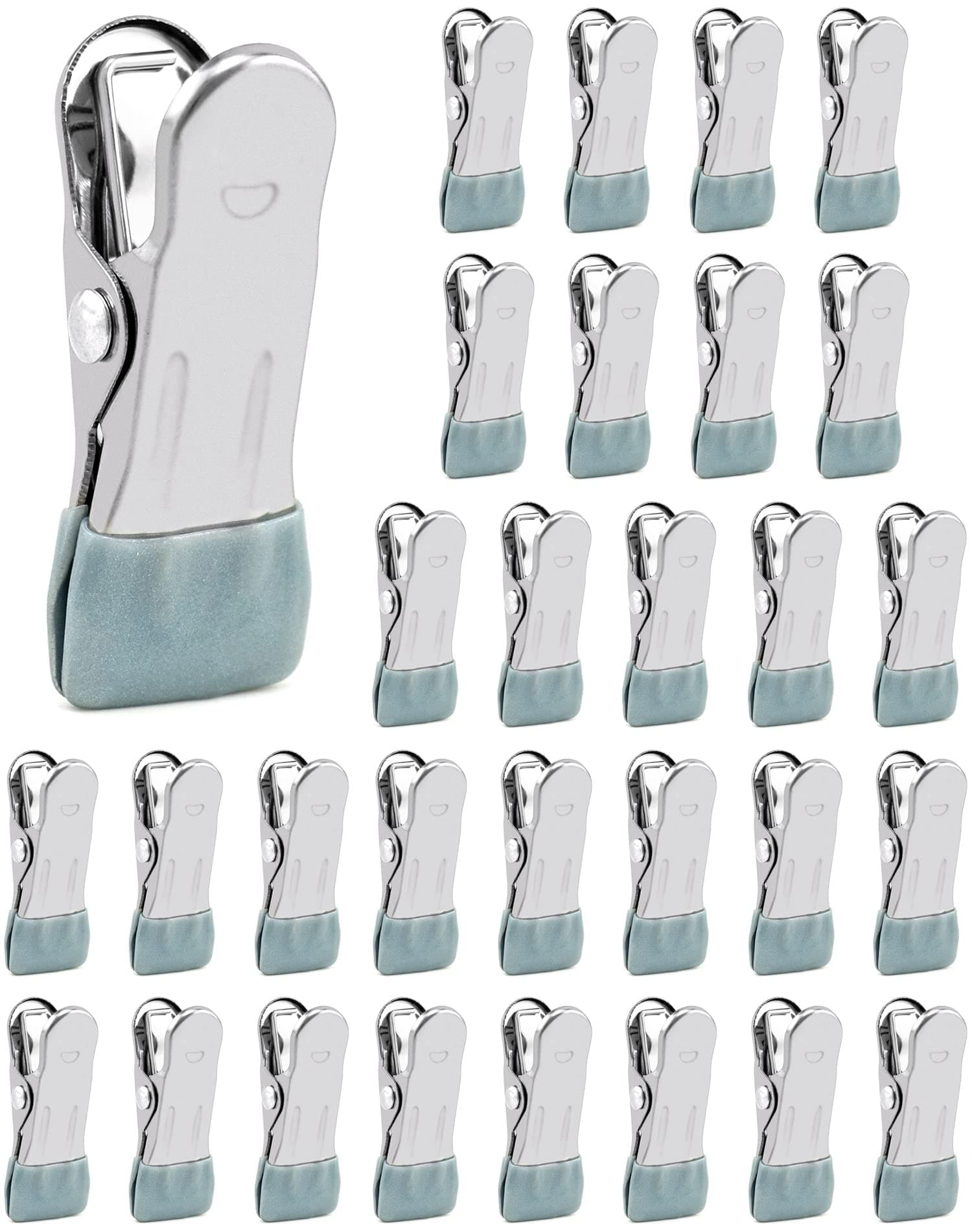QWORK® 30 Stück Edelstahl Wäscheklammern Ohne Abdruck, rutschfeste Klammern für Socken, Schuhe, Handtuch, Lebensmittelversiegelung, Fotos (Grau) Angebot bei HelloDeals