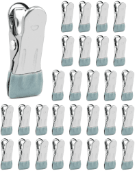 QWORK® 30 Stück Edelstahl Wäscheklammern Ohne Abdruck, rutschfeste Klammern für Socken, Schuhe, Handtuch, Lebensmittelversiegelung, Fotos (Grau) Angebot bei HelloDeals