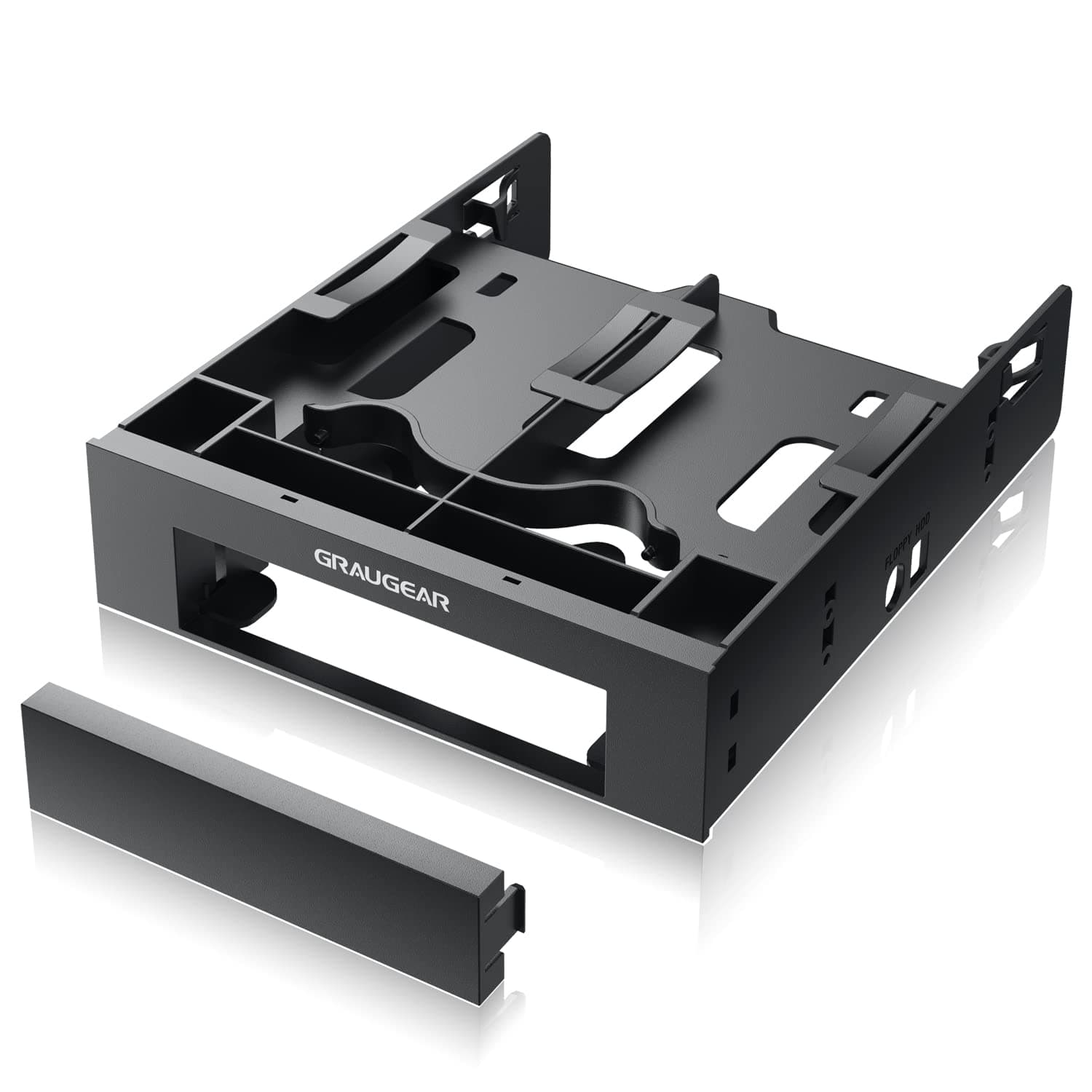 GRAUGEAR 5,25" Einbaurahmen für 2x2,5 Zoll SSD/HDD + 1x 3,5 Zoll Laufwerk, Anti-Vibrationsrahmen für PC Gehäuse Passend für 5,25 Zoll Schacht Angebot bei HelloDeals
