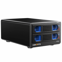 Festplattengehäuse, 10Gbps Aluminium Dual Bay Gehäuse mit Kühllüfter für 2.5/3.5 SATA HDD/SSD mit USB A/C 3.2, unterstützt Hot Swappable, Daisy Chain Erweiterung, werkzeugfrei, DAS(NO RAID/NAS) 2 Bay Angebot bei HelloDeals