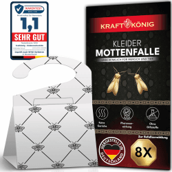Mottenschutz für Kleiderschrank 8 Stück - Premium Mottenfalle Kleidermotten mit Langzeitwirkung - Auch für Kleiderstangen geeignet - geruchlose Kleidermottenfalle - Made in Germany Weißes Design Angebot bei HelloDeals