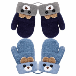 2 Paar Baby Handschuhe Winter, Fäustlinge Baby Gestrickte Handschuhe Kleinkind 1-3 Jahre Cartoon Fausthandschuhe Warme Fäustlinge für Kinder Mädchen Jungen Angebot bei HelloDeals
