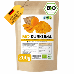 EWL Naturprodukte Kurkuma Pulver BIO, 200g Kurkuma Bio Pulver fein gemahlen, Curcuma Pulver aus kontrolliert biologischem Anbau Kurkuma Pulver 200g Angebot bei HelloDeals