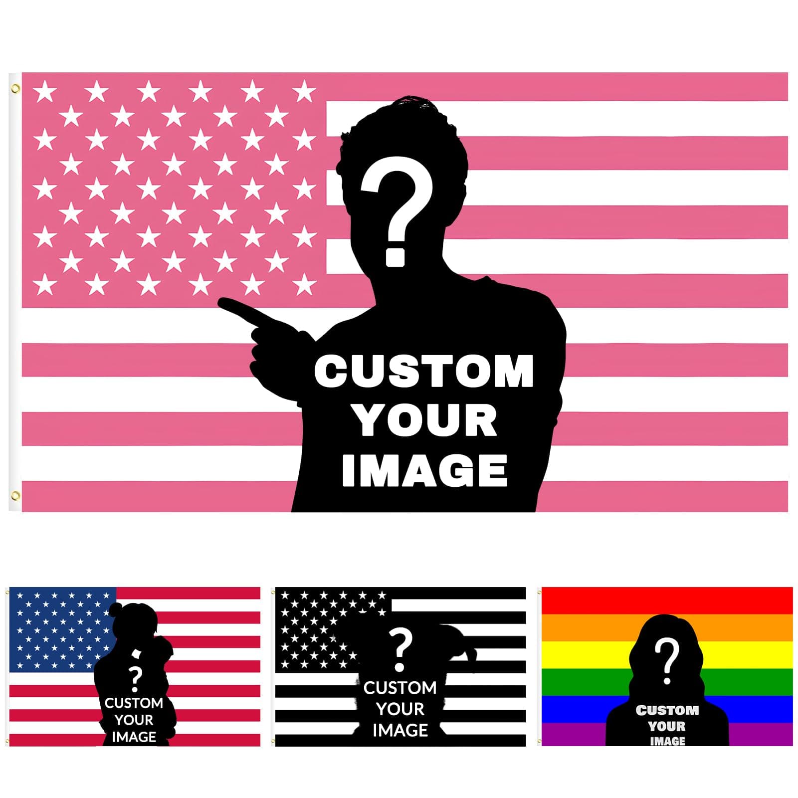 Personalised Flag, 2 × 3/3 × 5/4 × 6/5 × 8 FT Fahne selbst gestalten für Geburtstage, Feiertage, Weihnachten, Wohnzimmer, Schlafzimmer, Dekoration Pink Flag Angebot bei HelloDeals