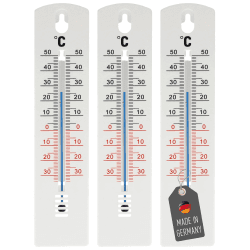 Lantelme 3 Stück Außenthermometer Set Temperatur -35°C bis 50°C | Analog Thermometer Wetterfest für Innen Außen Garten | Kunststoff 20cm lang Farbe Weiß | Gartenthermometer Universal einsetzbar Angebot bei HelloDeals