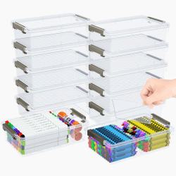 12er-Set 2.1L Aufbewahrungsbox mit deckel klein (23.6x15x7cm), Verdickte Aufbewahrungsboxen mit Fächern, klare Plastikbox mit Deckel,Stapelbar Storage Boxes für Stifte Bausteine Bastelmaterial 12 Pack Angebot bei HelloDeals