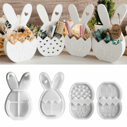 4 Stück Silikonformen Gießformen Ostern für Kleiner Blumenkorb-Hase Gießformen Silikonform Ostern Frühling für DIY Osterdeko Handwerk, Geldgeschenk, Ornament (Stil A) Angebot bei HelloDeals