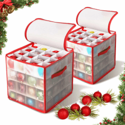 Weihnachtskugeln Box 2 Pcs, Aufbewahrungsbox für Weihnachtsschmuck, Herausnehmbare Partition Weihnachtskugeln Aufbewahrung zur Aufbewahrung von Christbaumschmuck Angebot bei HelloDeals