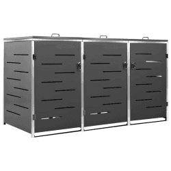 HUAKEHOM Mülltonnenbox für 3 Tonnen Abschließbar Rostfrei Müllbox Mülltonnenverkleidung Müllcontainer Gartenbox Mülltonne 207x77,5x115 cm Edelstahl Anthrazit 3 Tonnen Anthrazit Angebot bei HelloDeals
