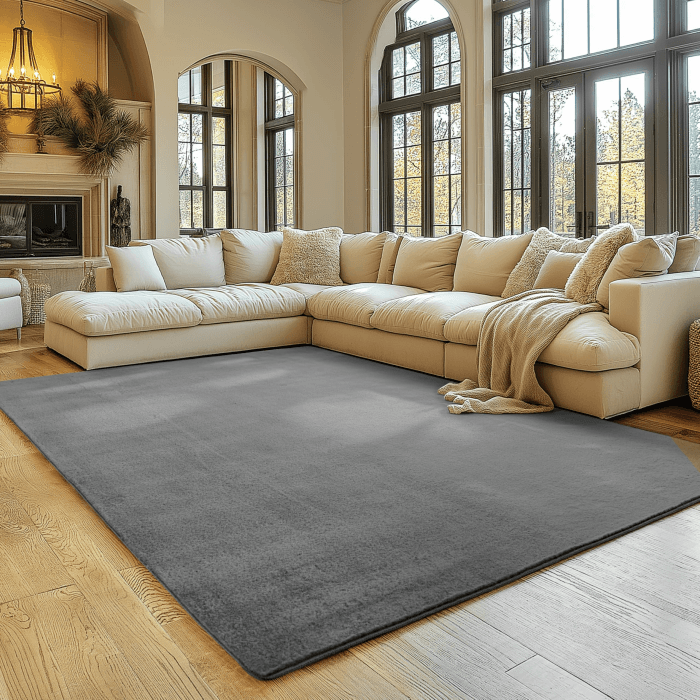 SIMPEX Teppich Wohnzimmer Grau 200x280 cm Kurzflor Teppich Waschbar, weich & rutschfest, modern einfarbiges Design für Wohnzimmer, Küche Schlafzimmer, & Kinderzimmer 200 x 280 cm (Rechteckig) Grau Angebot bei HelloDeals