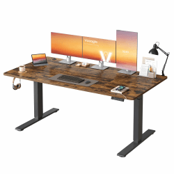VASAGLE Höhenverstellbarer Schreibtisch, 160 x 80 cm, USB-C-Anschluss, Ablage für Steckdosenleiste, Stehtisch, Erinnerung bei langem Sitzen, 3 Speichertasten, für Büro, vintagebraun LSD146KD02 160 x 80 cm Vintagebraun Angebot bei HelloDeals