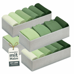 Blumtal MALM Organizer Schrank 4er Set - 4x Schrank Organizer für MALM Kommoden - Ordnungssystem Kleiderschrank - passgenaue Faltboxen für BHs, T-Shirts usw. - Socken Aufbewahrung - Schrankboxen Grau Malm File Folder Angebot bei HelloDeals