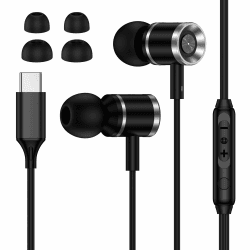 USB C Kopfhörer mit Kabel für Samsung Galaxy S25 Ultra S24 FE S23 S22 S21 A16 5G A17 A56 A55 A36 A35, In-Ear USB C Ohrhörer mit Kabel Typ C mit Mikrofon für iPhone 17 Air 16 Pro 15,Google Pixel 10 9 8 Schwarz Angebot bei HelloDeals