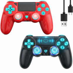 BATTOOL 2 Pack Wireless Controller für PS4, Dual Vibration Kabelloser Gamepad mit Turbo/Touch Pad/3.5mm Audio Jack für P-4/Pro/SlimPC/IOS/Android Angebot bei HelloDeals