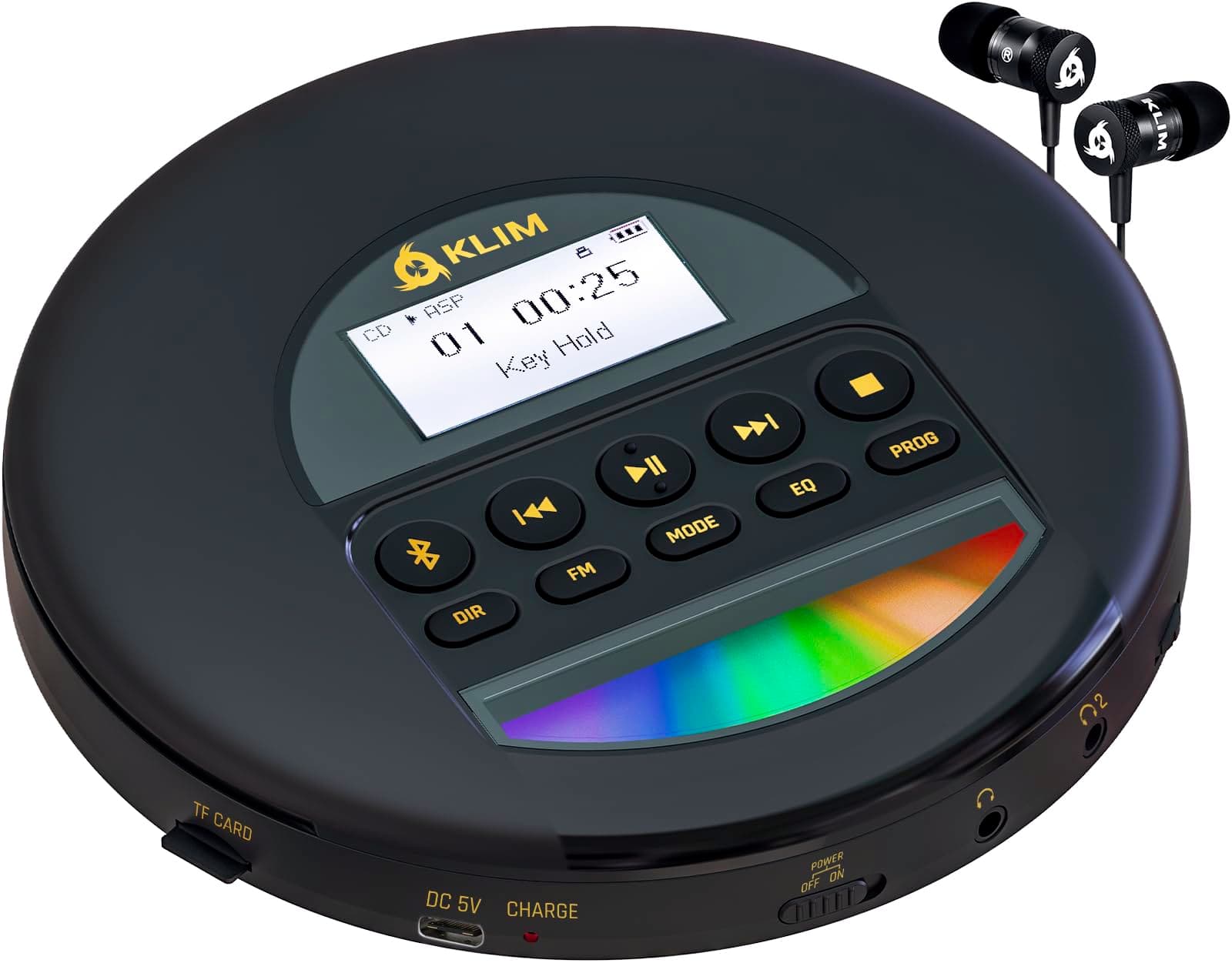 KLIM Nomad - Tragbarer CD-Player mit ausdauerndem Akku, Kopfhörer, Radio FM, MP3- und TF-Karte, Bluetooth, ideal für Autos - Gold Angebot bei HelloDeals