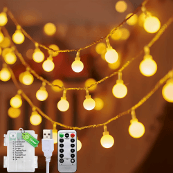 Lichterkette Innen, 6M 40LED Globe Lichterkette indoor, Batterie + USB betrieben, lichterkette warmweiß innen mit Timer und 8 Modi, für Weihnachten, Zimmer, Garten, Festliche Dekoration Warmweiß Kugel 6M (Batterie&Usb) Angebot bei HelloDeals