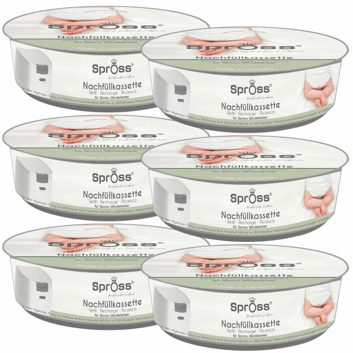Nachfüllkassetten für Spross Windeleimer - 6 Stück - Schützt vor unangenehmen Geruch 1 stück (6er Pack) Angebot bei HelloDeals