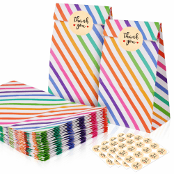 Flintronic 25 Stück Papiertüten, Geschenktüten Kindergeburtstage mit Aufkleber, 18 cm * 9 cm * 5,58 cm Candy Tüten zum Mitgebsel Kindergeburtstag Mädchen, Giveaways, Hochzeit #2 Diagonale-25 Stück Angebot bei HelloDeals