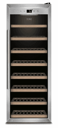 CASO WineSafe 43 - Design Weinkühlschrank für bis zu 43 Flaschen (bis zu 310 mm Höhe), eine Temperaturzone 5-20°C, Getränkekühlschrank, Edelstahl, schwarz Edelstahl, Schwarz 43 Flaschen Angebot bei HelloDeals