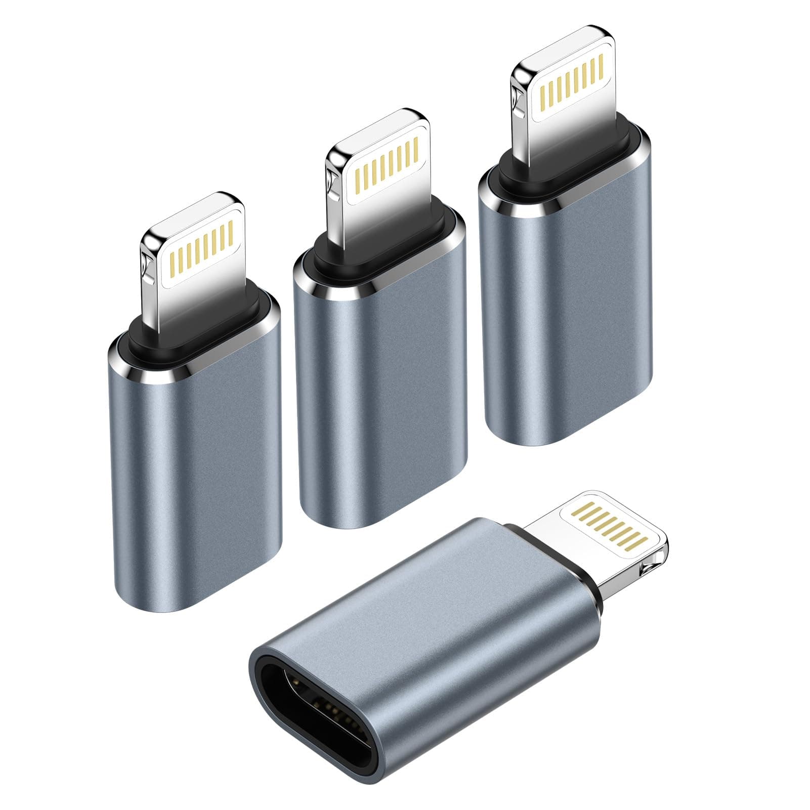 Gaef USB C auf Lightning Adapter (4 Stück), Adapter Lightning auf USBC für iPhone 14/13/12/11/X/i Pad/Airpads, PD Schnelles Laden/Datenübertragung iPhone USB Adapter, Nicht für Kopfhörer/Audio/OTG Angebot bei HelloDeals